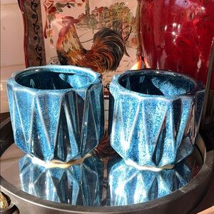 Set of Blue Ceramic Planters